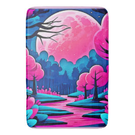 Roze maanverlichte boskunst badmat