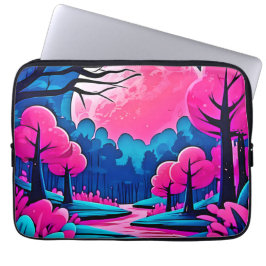 Roze maanverlichte boskunst laptop sleeve