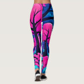 Roze maanverlichte boskunst leggings (Achterkant)
