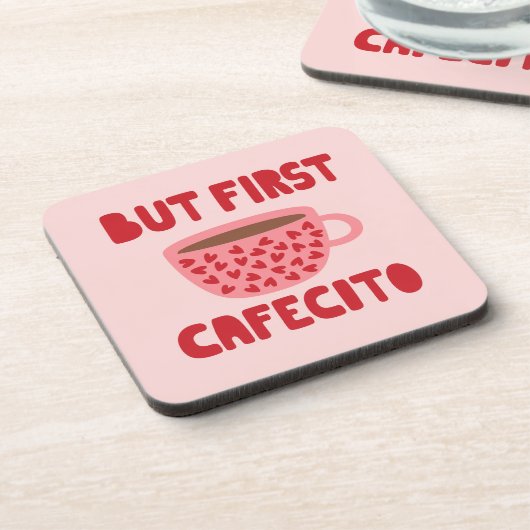 Roze Maar Eerst Cafecito Onderzetter (Linkerzijde)