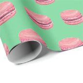 Roze Macaron Afdruk Cadeaupapier (Rol Hoek)