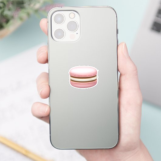 Roze Macaron Emoji Art Sticker (Telefoon)