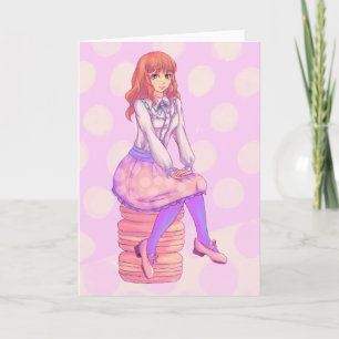 Roze Macaron Girl Kaart