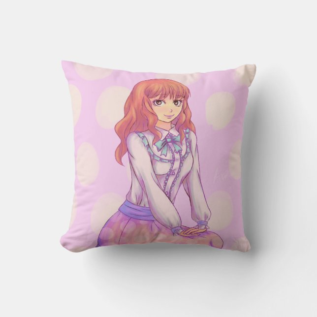 Roze Macaron Girl Kussen (Voorkant)