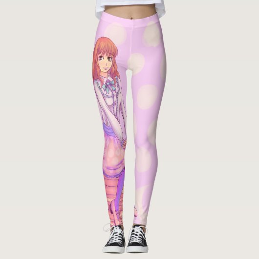 Roze Macaron Girl Leggings (Voorkant)