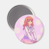 Roze Macaron Girl Magneet (Voorkant / Achterkant)