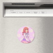 Roze Macaron Girl Magneet (Insitu (Vaatwasser))