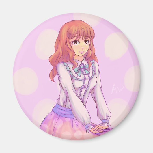 Roze Macaron Girl Magneet (Voorkant)