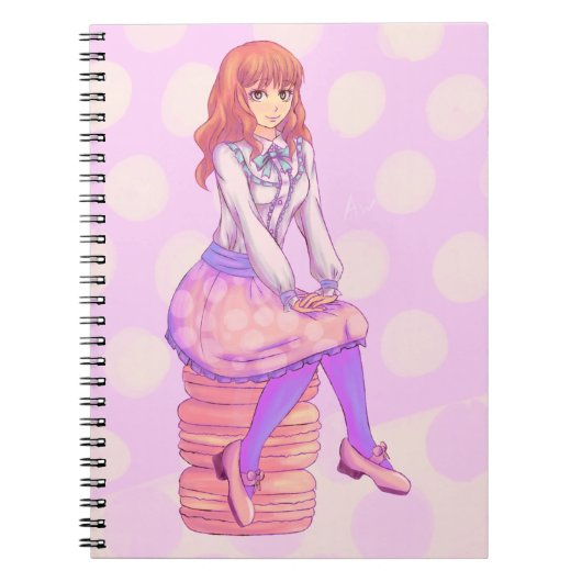 Roze Macaron Girl Notitieboek (Voorkant)