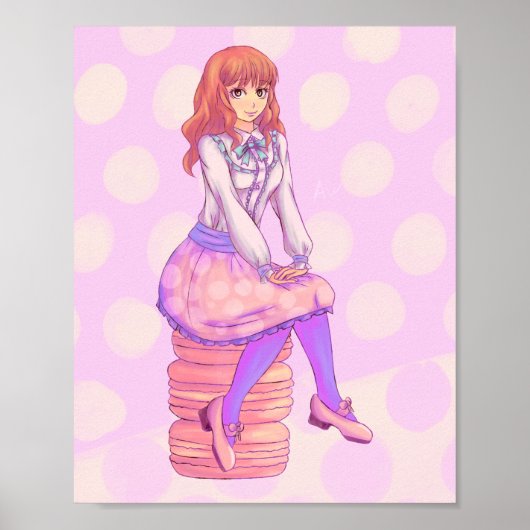 Roze Macaron Girl Poster (Voorkant)