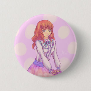Roze Macaron Girl Ronde Button 5,7 Cm