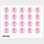 Roze Macaron Girl Ronde Sticker (Vel)