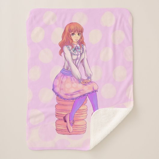 Roze Macaron Girl Sherpa Deken (Voorkant)