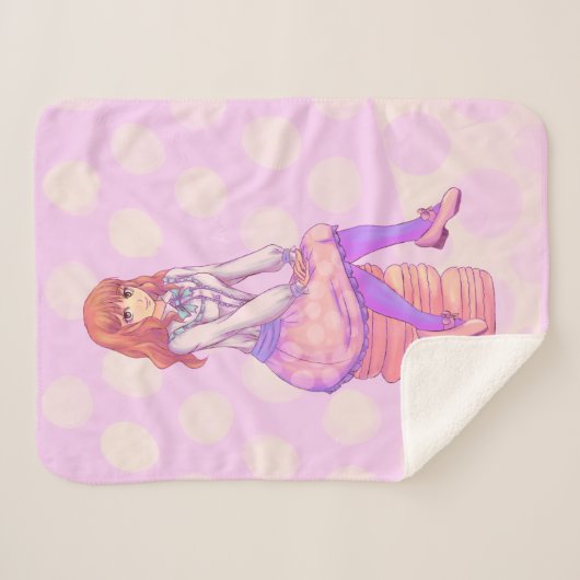 Roze Macaron Girl Sherpa Deken (Voorkant (horizontaal))
