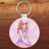 Roze Macaron Girl Sleutelhanger (Voorkant)