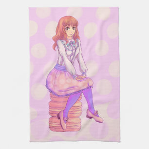 Roze Macaron Girl Theedoek