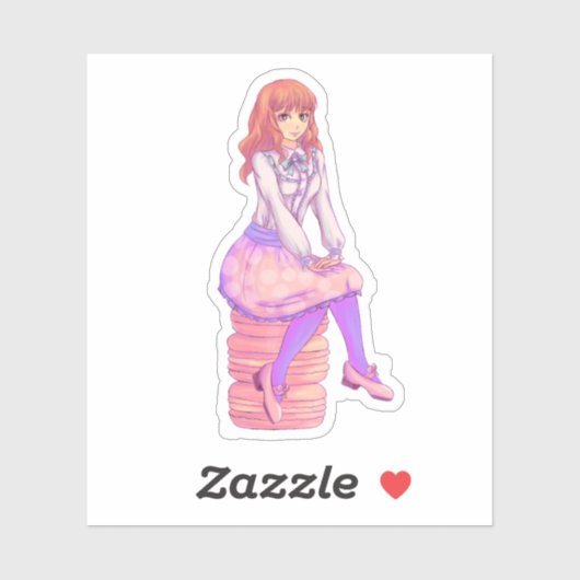 Roze Macaron Meisje Sticker (Vel)