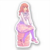 Roze Macaron Meisje Sticker (Voorkant)