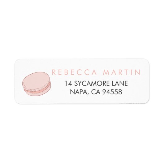 Roze Macaron Return-adres Etiket (Voorkant)