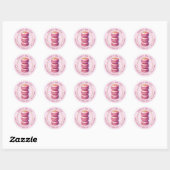 Roze Macaron Sticker met Faux Glitter Border (Vel)