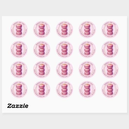 Roze Macaron Sticker met Faux Glitter Border (Vel)