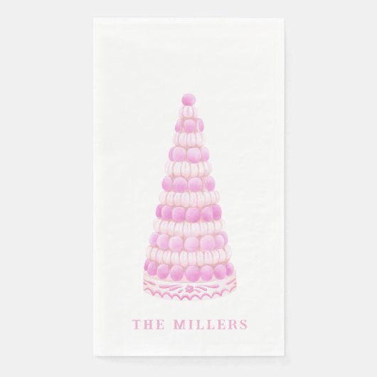 Roze Macaron Toren Persoonlijk Servet (Voorkant)