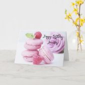 Roze Macarons en rode frambozen van afgelopen dag Kaart (Gele Bloem)