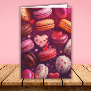 Roze Macarons Hartjes Ontwerp Valentijnsdag Kaart