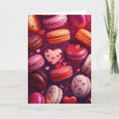 Roze Macarons Hartjes Ontwerp Valentijnsdag Kaart (Voorkant)