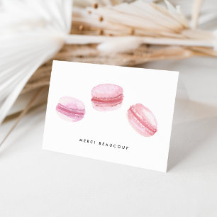 Roze Macarons Merci Beaucoup Bedankkaart