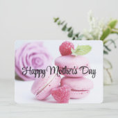 Roze Macarons Moederdag van frambozen Feestdagenkaart (Staand voorkant)