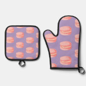 Roze Macarons Ovenwant & Pannenlap Set (Voorkant)
