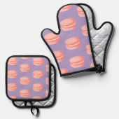 Roze Macarons Ovenwant & Pannenlap Set (Voorkant / Achterkant)