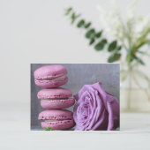 Roze Macarons Paars Roos Frans Briefkaart gebak (Staand voorkant)