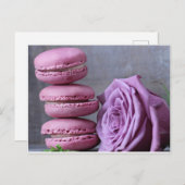 Roze Macarons Paars Roos Frans Briefkaart gebak (Voorkant / Achterkant)