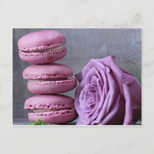 Roze Macarons Paars Roos Frans Briefkaart gebak