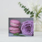 Roze Macarons Paars Roos Frans Briefkaart gebak (Staand voorkant)