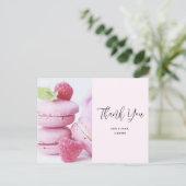 Roze Macarons & Rode Frambozen Dank Je Briefkaart (Staand voorkant)