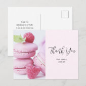 Roze Macarons & Rode Frambozen Dank u Briefkaart (Voorkant / Achterkant)