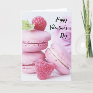Roze Macarons & Rode Frambozen Valentijnsdag Kaart
