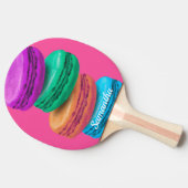 Roze macaronsnoepjes gepersonaliseerd ping pongped tafeltennisbatje (Zijkant)
