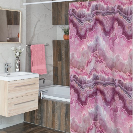 Roze Macro Agaat Stone look Douchegordijn