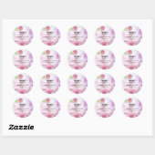 Roze macro's en rode frambozen ronde sticker (Vel)