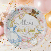 Roze, Mad Hatter, Tea Party, Meisje Wonderland Papieren Bordje