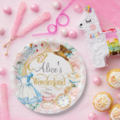 Roze, Mad Hatter, Tea Party, Meisje Wonderland Papieren Bordje (Feest)