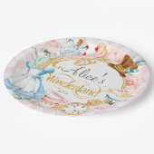 Roze, Mad Hatter, Tea Party, Meisje Wonderland Papieren Bordje (Gekanteld)