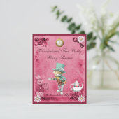 Roze Mad Hatter Wonderland Tea Party Baby shower Kaart (Staand voorkant)