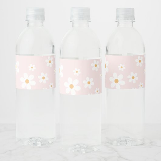 Roze madelief boho verjaardag waterfles etiket (Flessen)