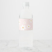 Roze madelief boho verjaardag waterfles etiket (Voorkant)