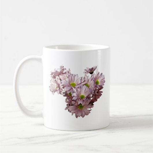 Roze madelief-chrysanten Hart Koffiemok (Links)